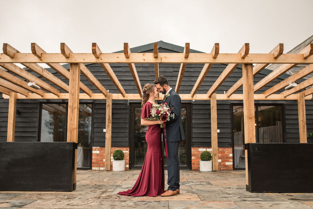 Rustic Boho Wedding with Coloured Wedding Dress at Bunkers Barn