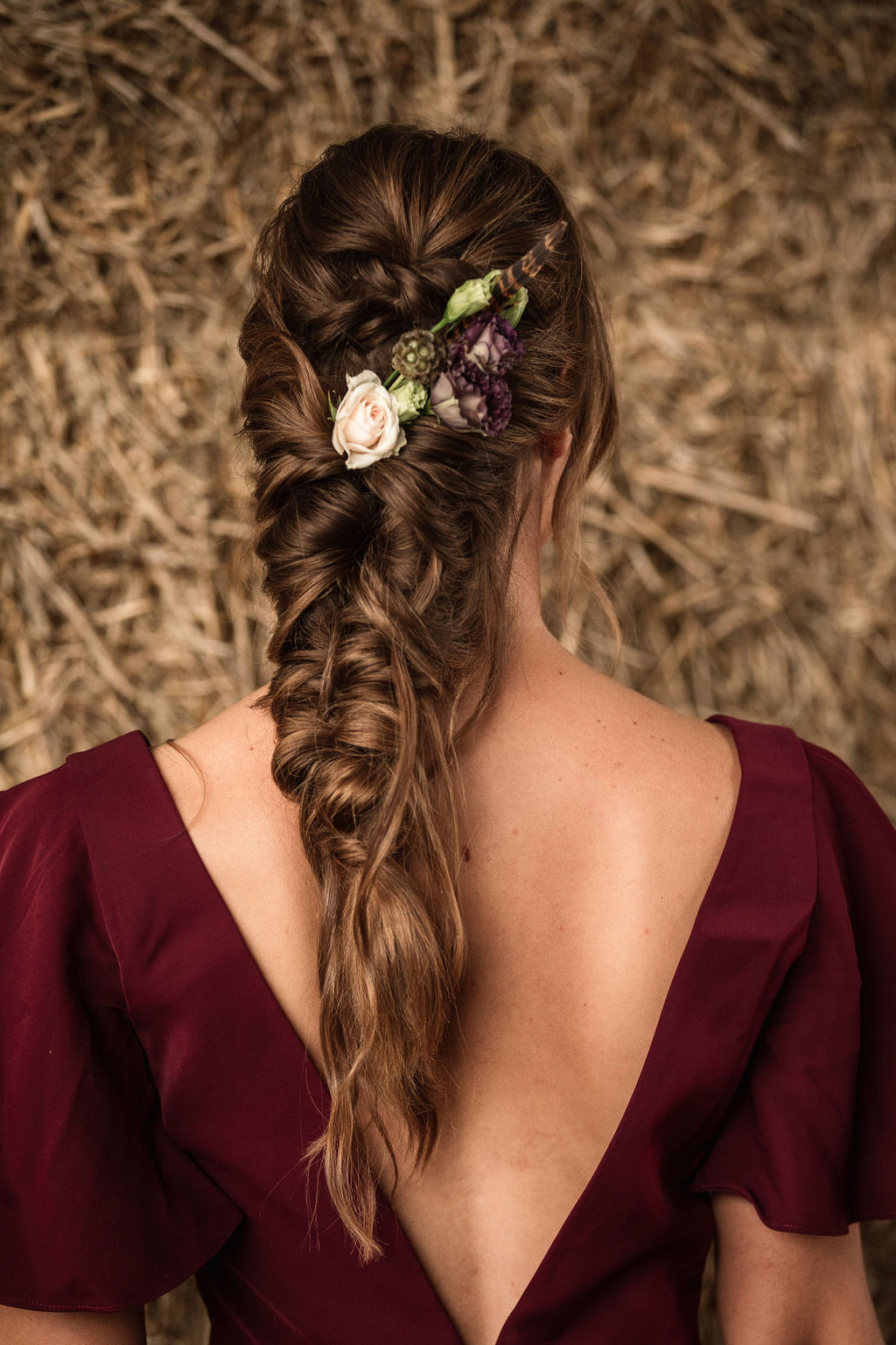 Rustic Boho Wedding with Coloured Wedding Dress at Bunkers Barn