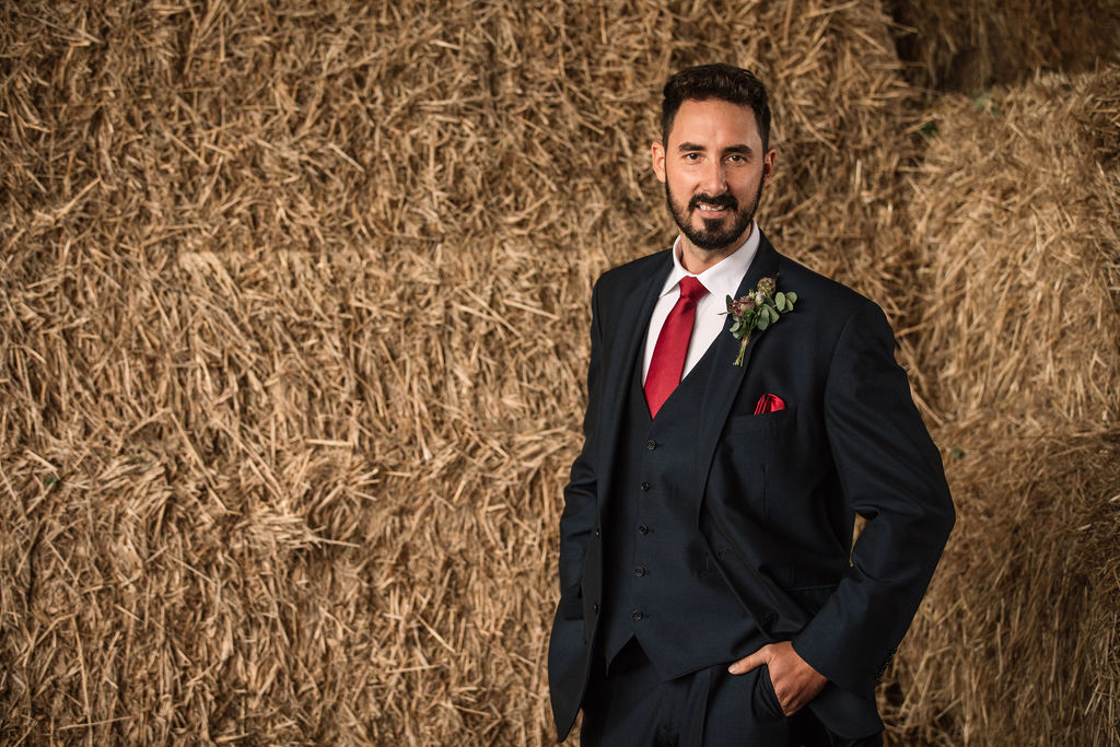 Rustic Boho Wedding with Coloured Wedding Dress at Bunkers Barn