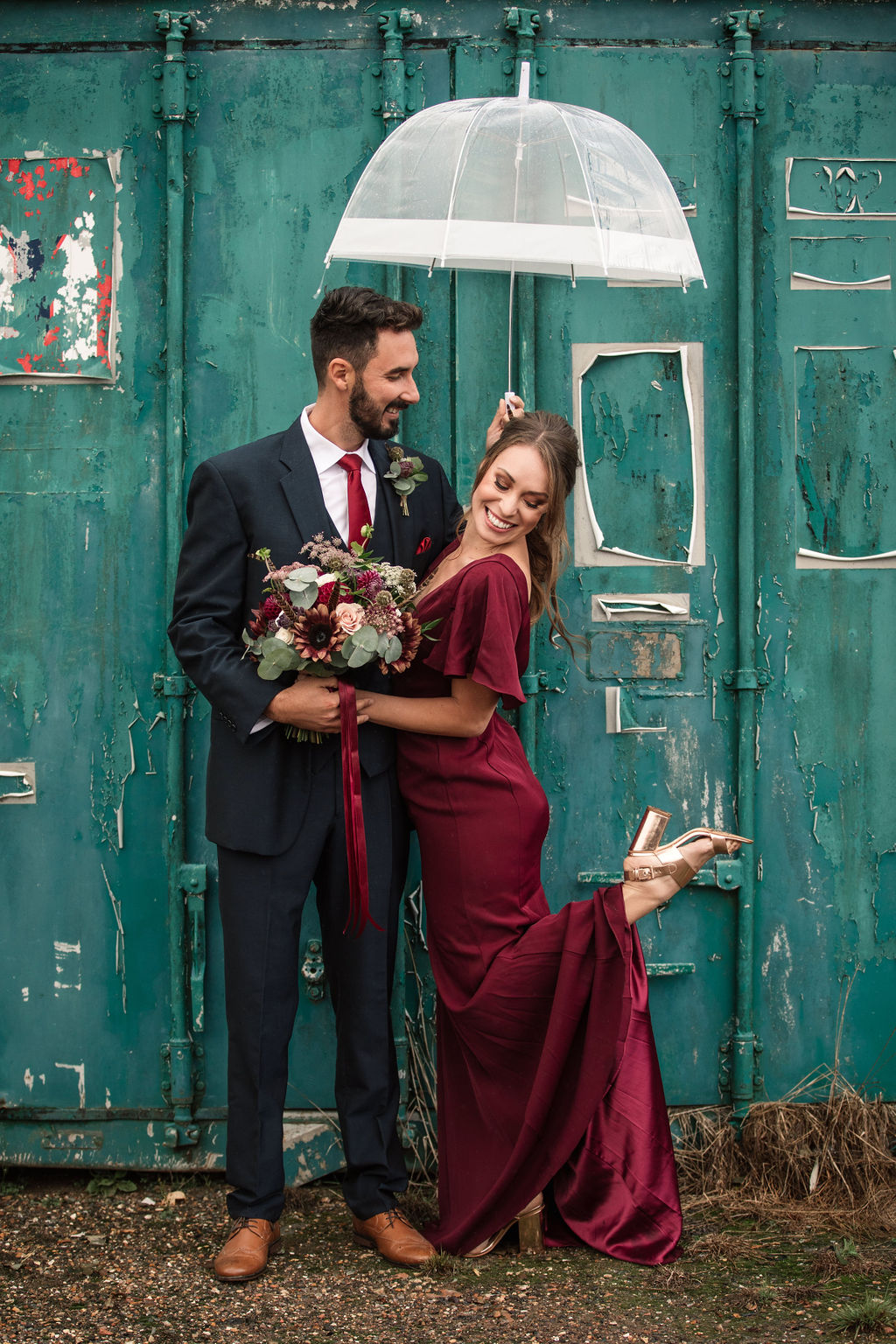 Rustic Boho Wedding with Coloured Wedding Dress at Bunkers Barn