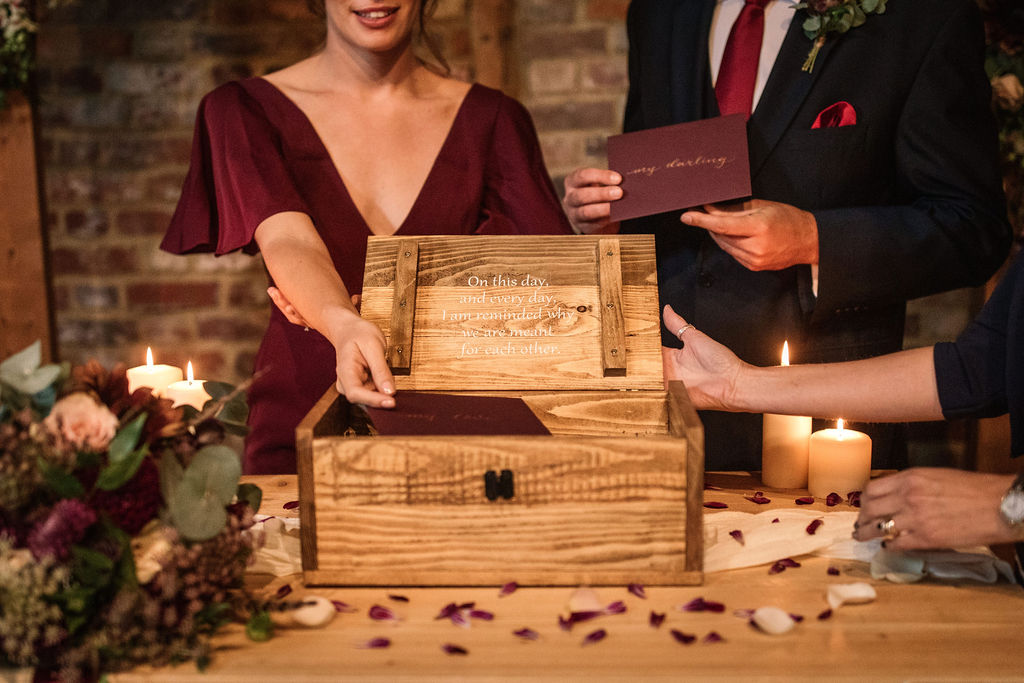 Rustic Boho Wedding with Coloured Wedding Dress at Bunkers Barn