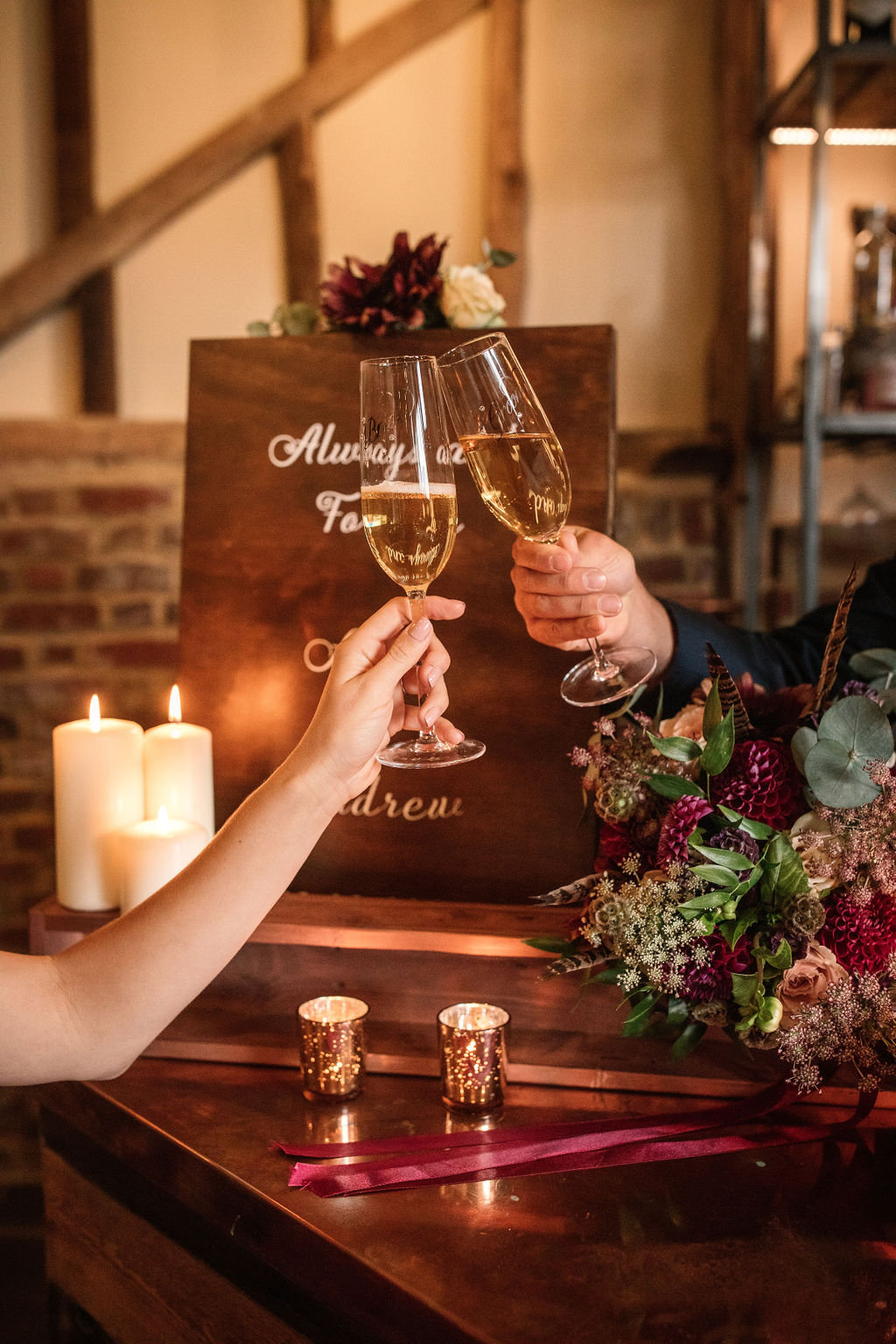 Rustic Boho Wedding with Coloured Wedding Dress at Bunkers Barn