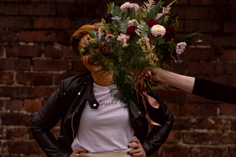 Pink and Black Rock Wedding Inspiration At Haarlem Mill Derbyshire