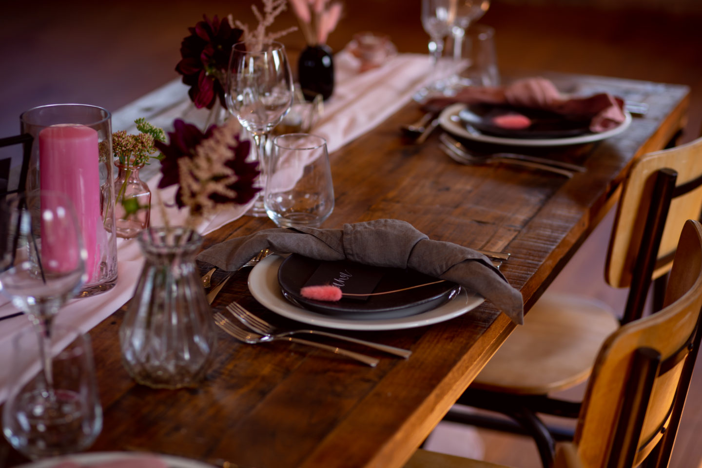 Pink and Black Rock Wedding Inspiration At Haarlem Mill Derbyshire