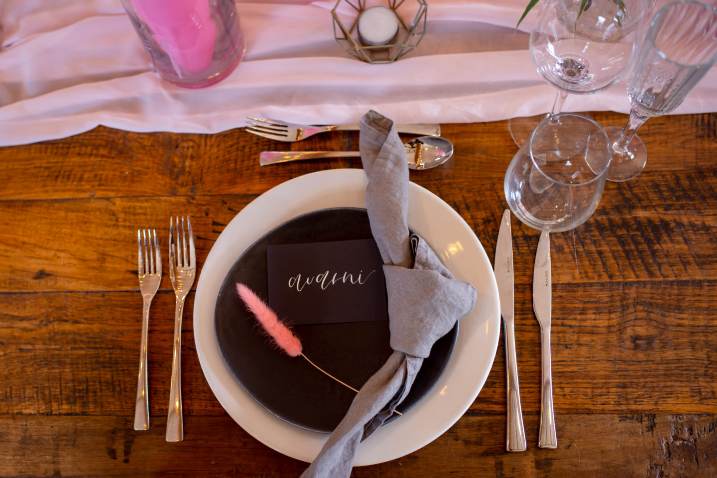 Pink and Black Rock Wedding Inspiration At Haarlem Mill Derbyshire