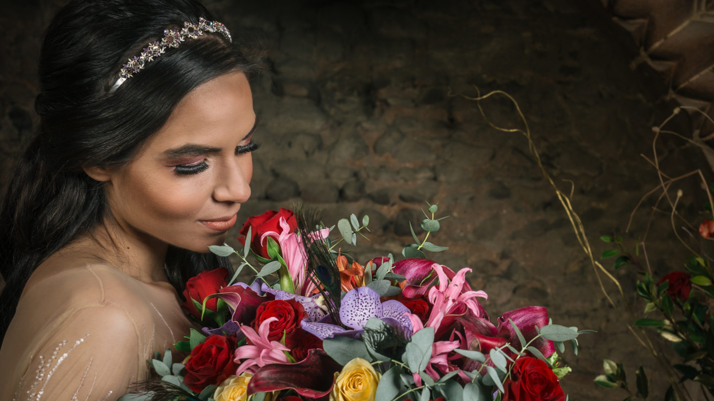 Medieval Christmas Wedding With Dip Dye Wedding Dress at Hedingham Castle, Essex