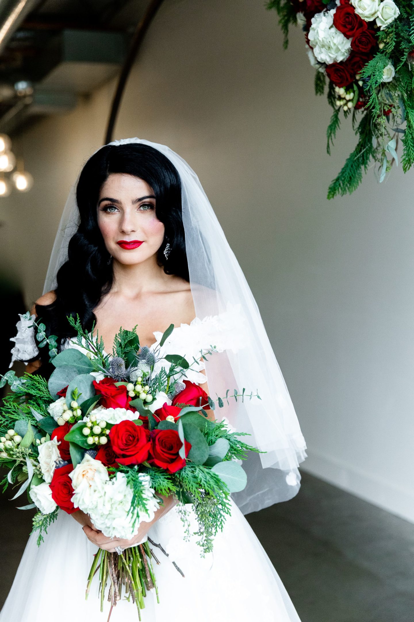 Retro Christmas Wedding With Red and Green Styling at Pop Up Shot Club, USA