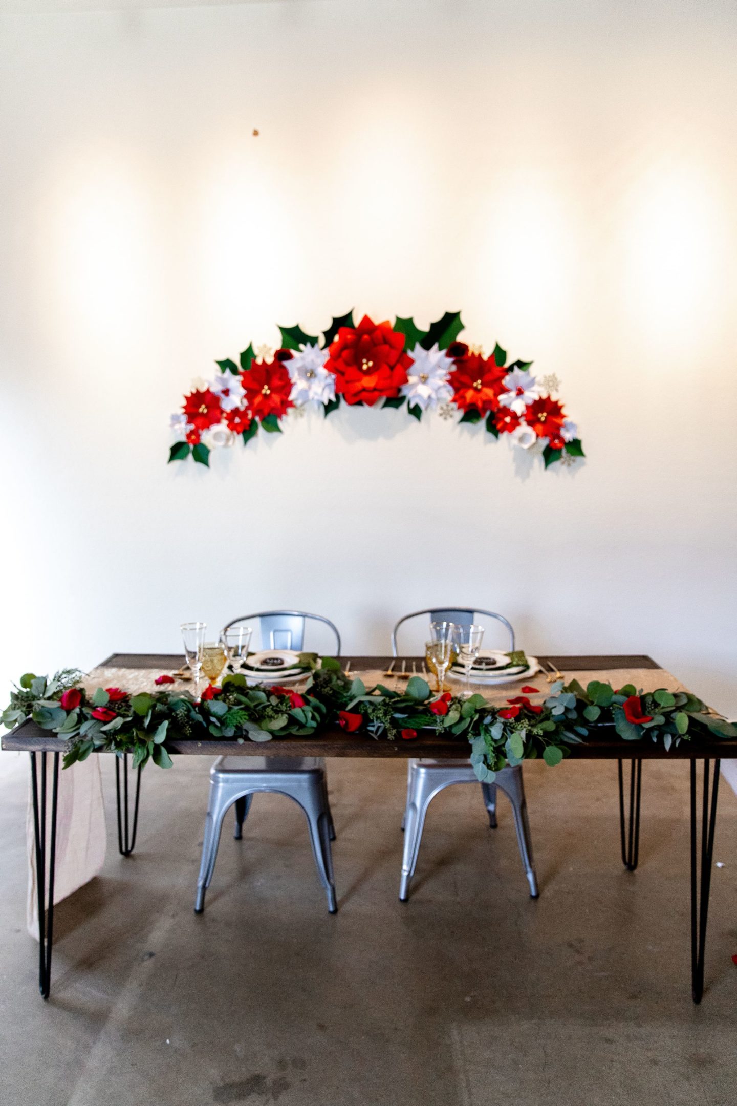 Retro Christmas Wedding With Red and Green Styling at Pop Up Shot Club, USA
