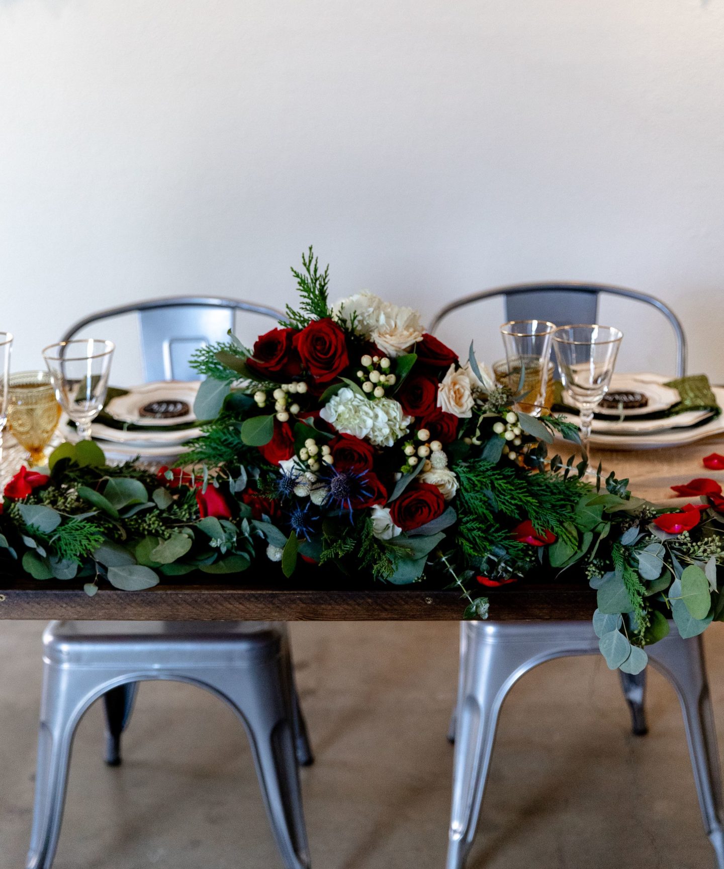 Retro Christmas Wedding With Red and Green Styling at Pop Up Shot Club, USA