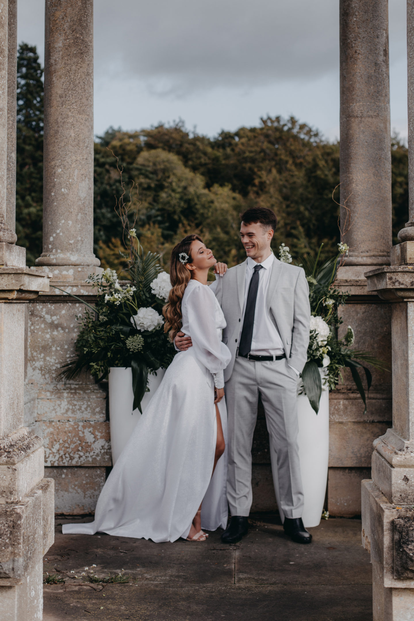 Contemporary Luxe Wedding with Chic Wedding Dress At Sennowe Park, Norfolk