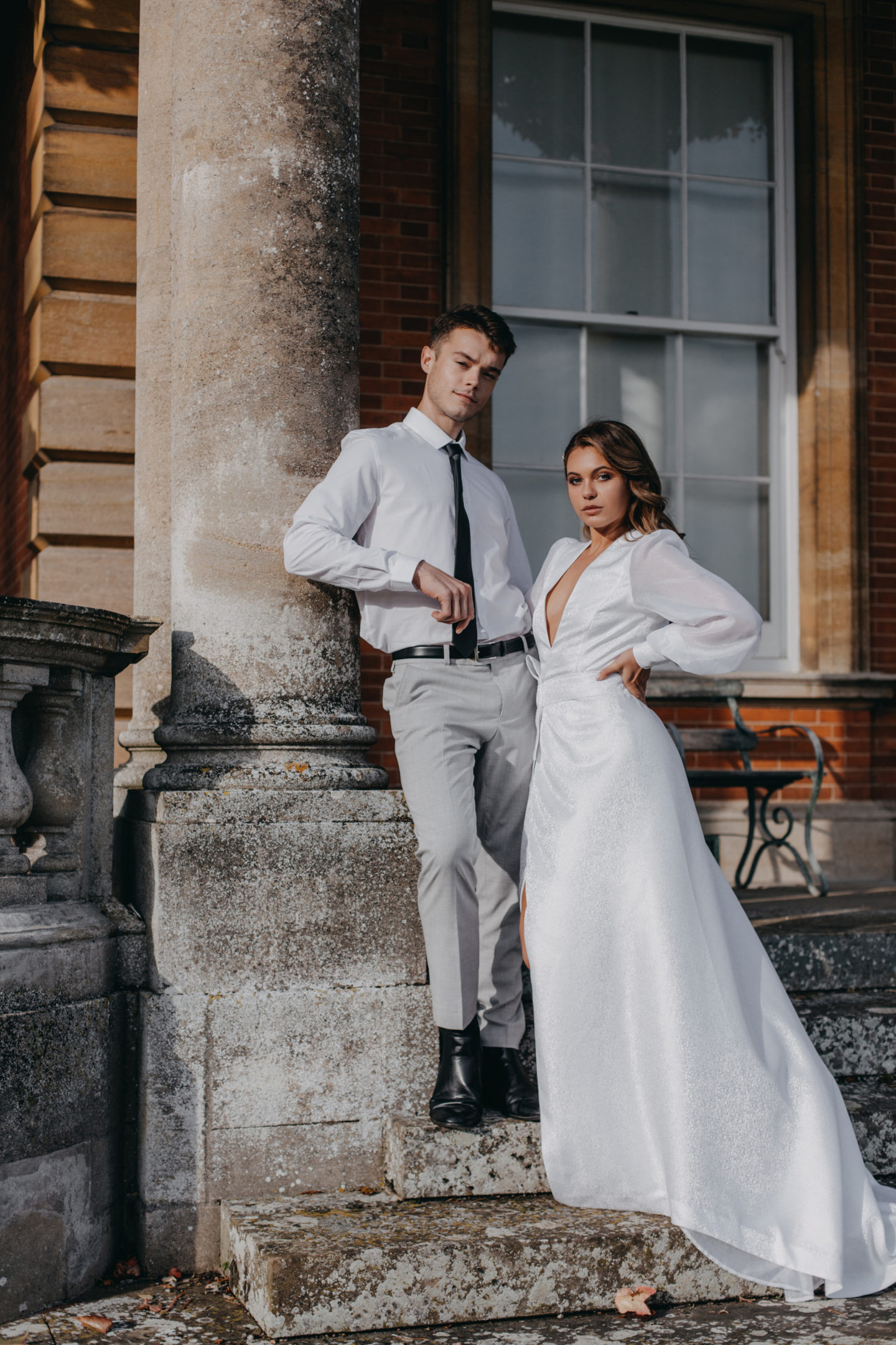 Contemporary Luxe Wedding with Chic Wedding Dress At Sennowe Park, Norfolk