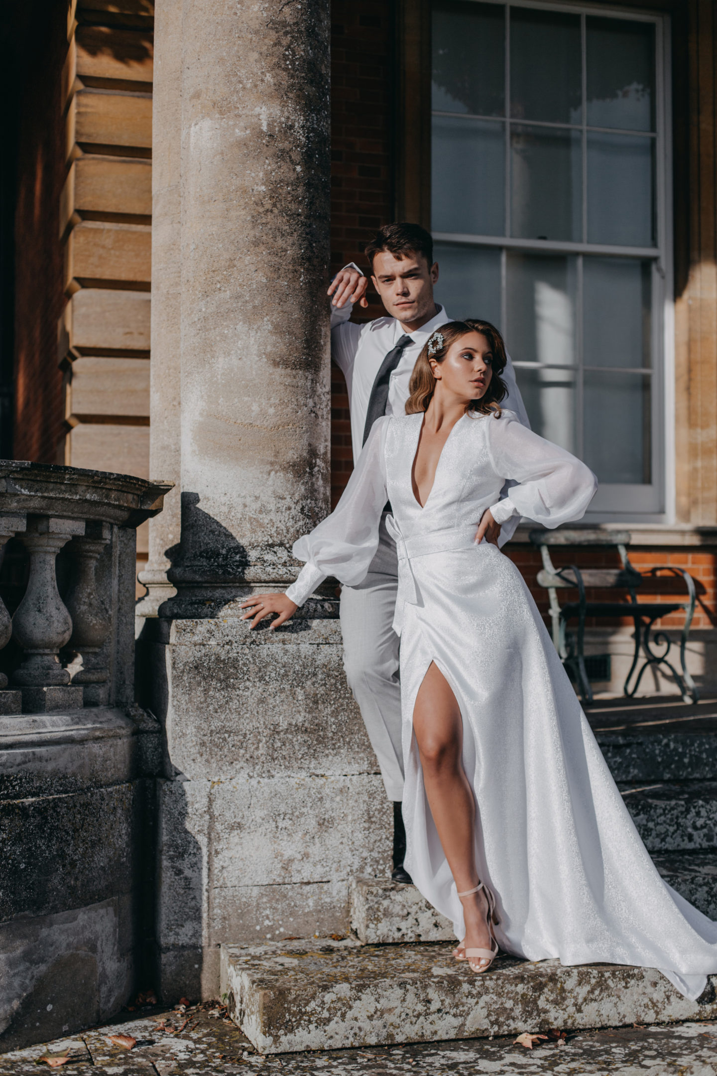 Contemporary Luxe Wedding with Chic Wedding Dress At Sennowe Park, Norfolk