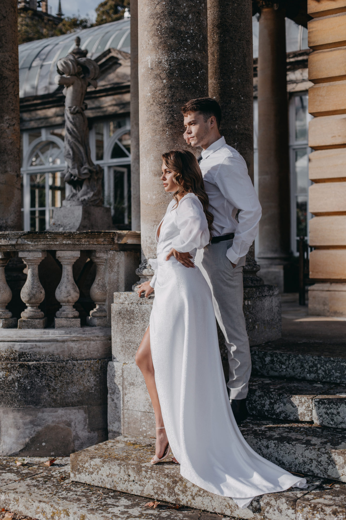 Contemporary Luxe Wedding with Chic Wedding Dress At Sennowe Park, Norfolk