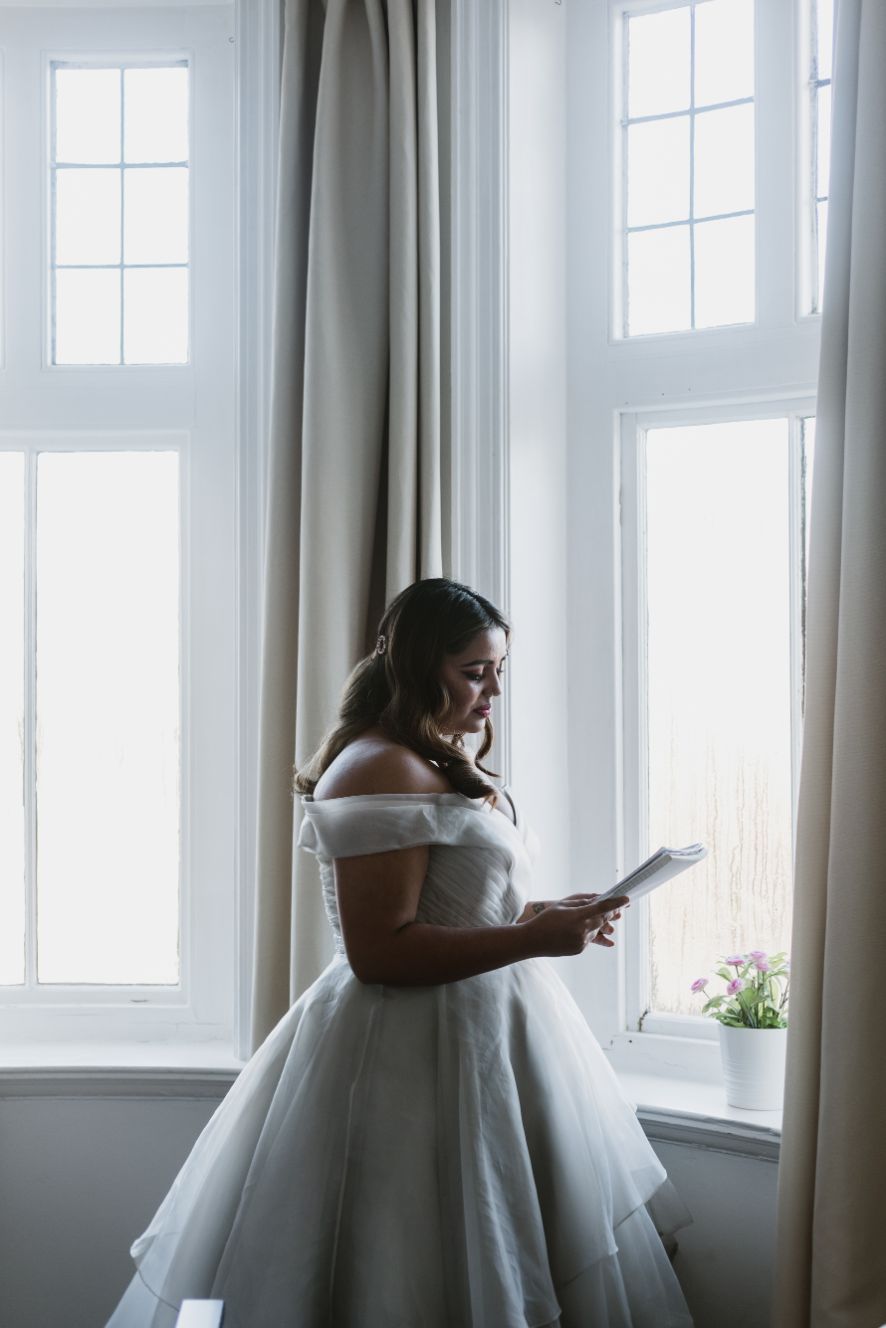 Intimate Elopement With Ballgown Wedding Dress At Portland Bill, Dorset