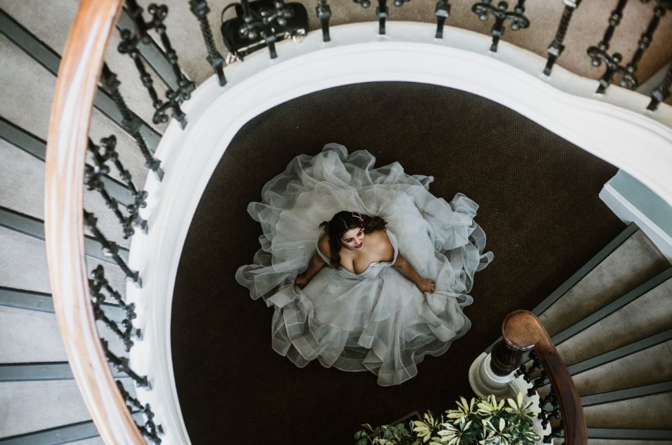Intimate Elopement With Ballgown Wedding Dress At Portland Bill, Dorset