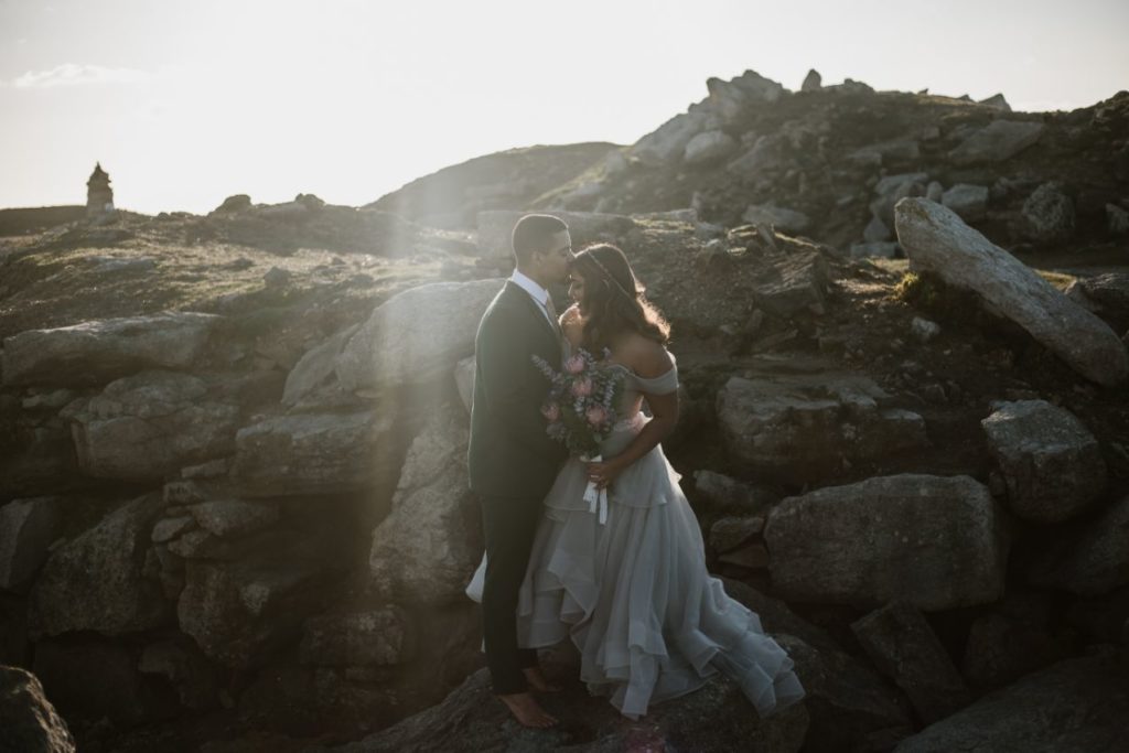 Intimate Elopement With Ballgown Wedding Dress At Portland Bill, Dorset