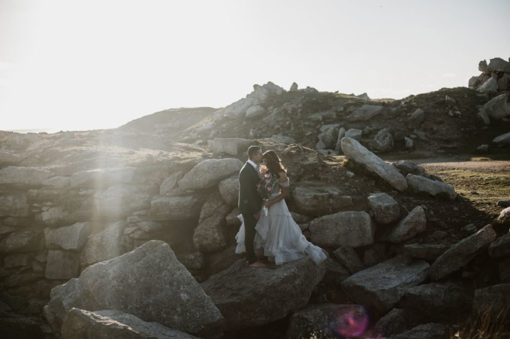 Intimate Elopement With Ballgown Wedding Dress At Portland Bill, Dorset