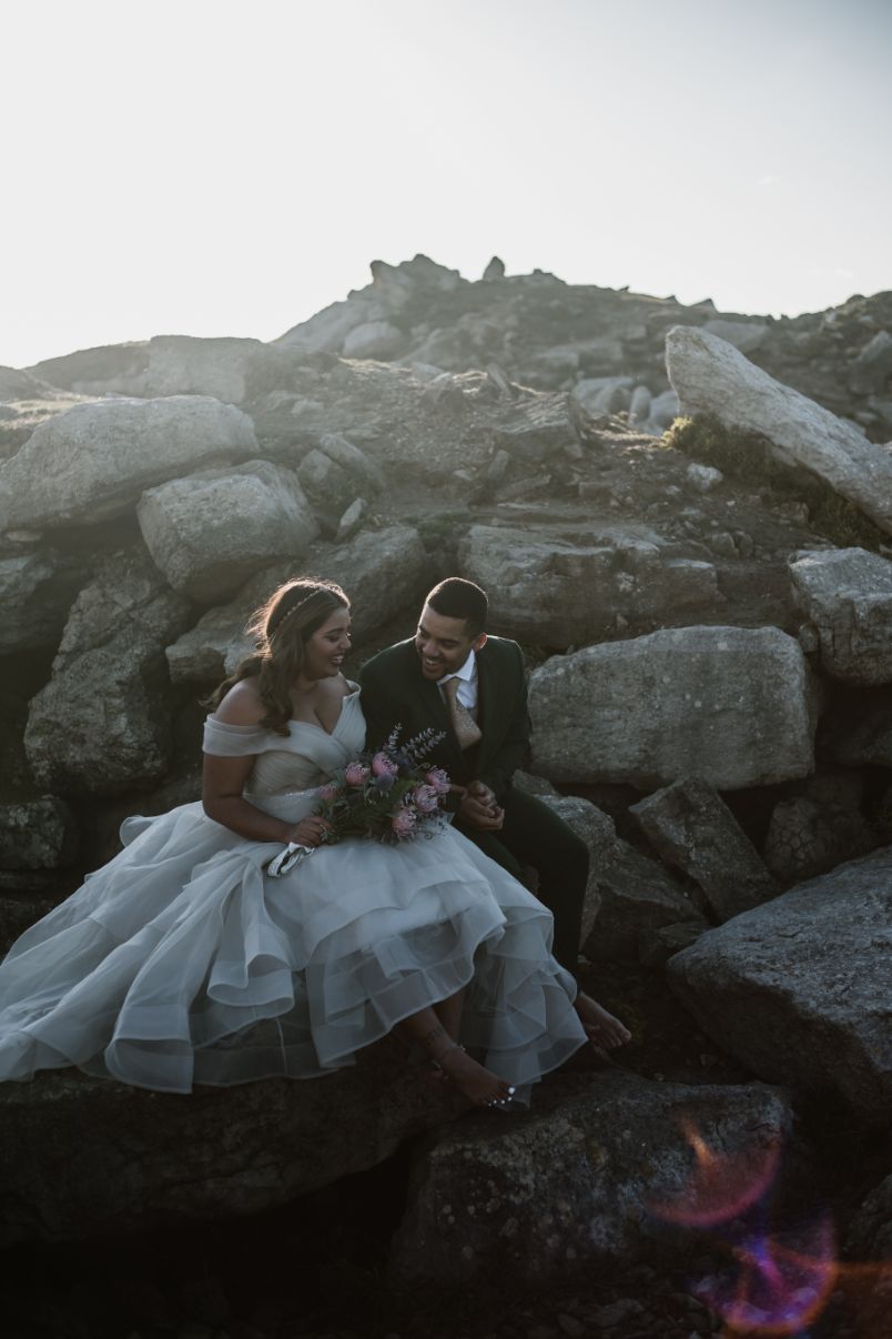 Intimate Elopement With Ballgown Wedding Dress At Portland Bill, Dorset