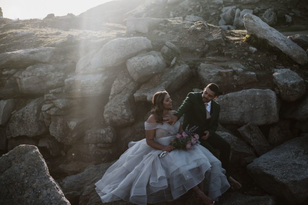 Intimate Elopement With Ballgown Wedding Dress At Portland Bill, Dorset