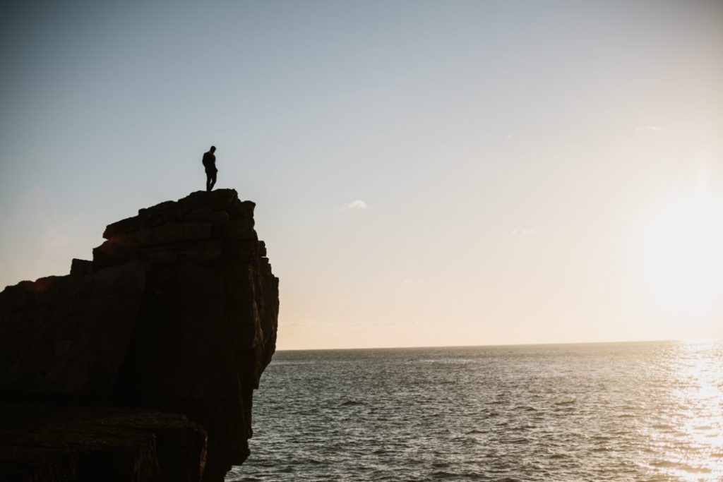 Intimate Elopement With Ballgown Wedding Dress At Portland Bill, Dorset