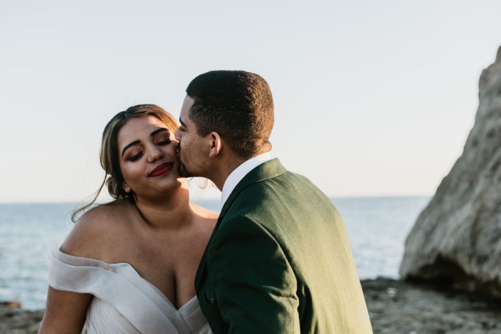 Intimate Elopement With Ballgown Wedding Dress At Portland Bill, Dorset