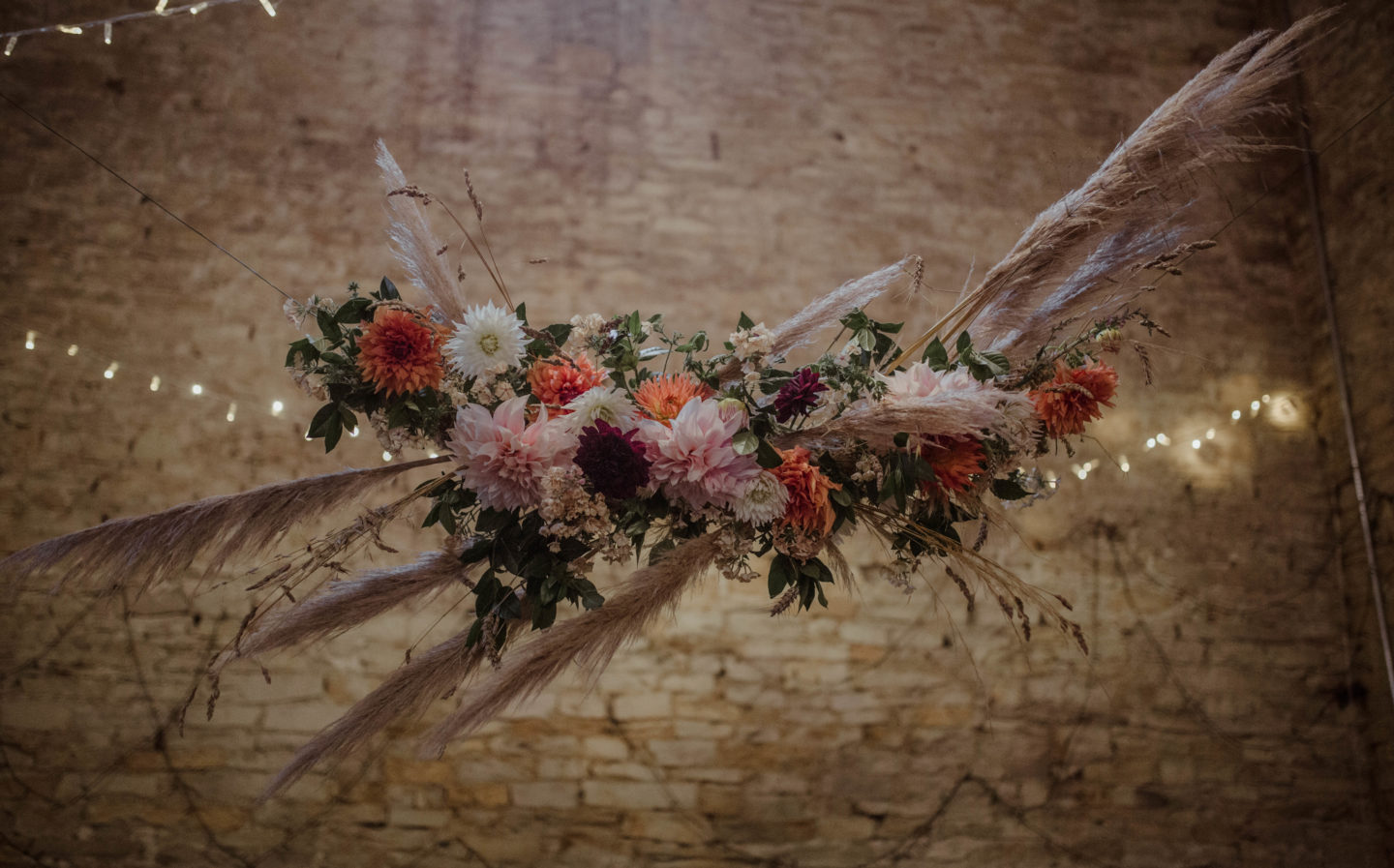 Micro Wedding With Pink Floral Wedding Dress At Manor Farm, Bristol