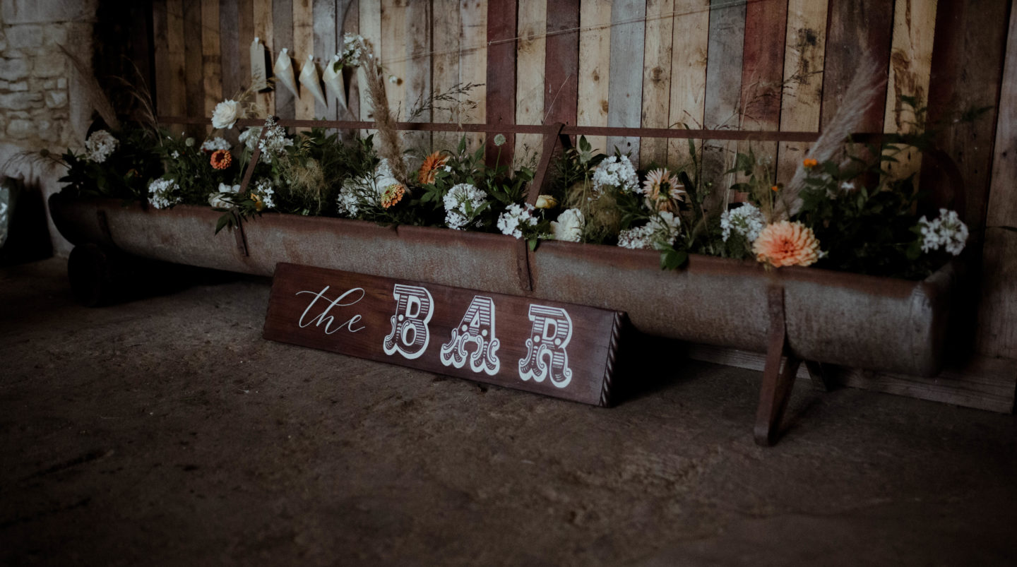 Micro Wedding With Pink Floral Wedding Dress At Manor Farm, Bristol