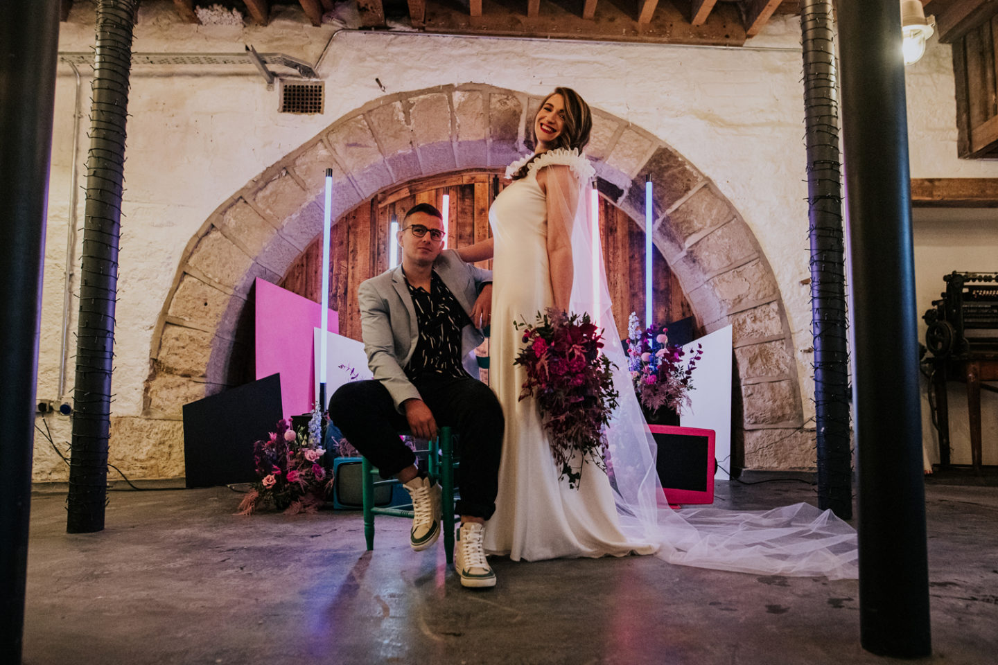 Modern Neon 1980s Inspired Wedding At Ponden Mill, Yorkshire