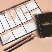 Wedding Planning Notepad, Desk Planner, Pencils Stationery Set