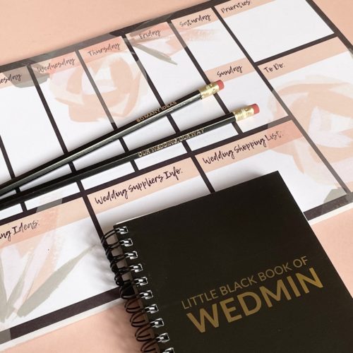 Wedding Planning Notepad, Desk Planner, Pencils Stationery Set
