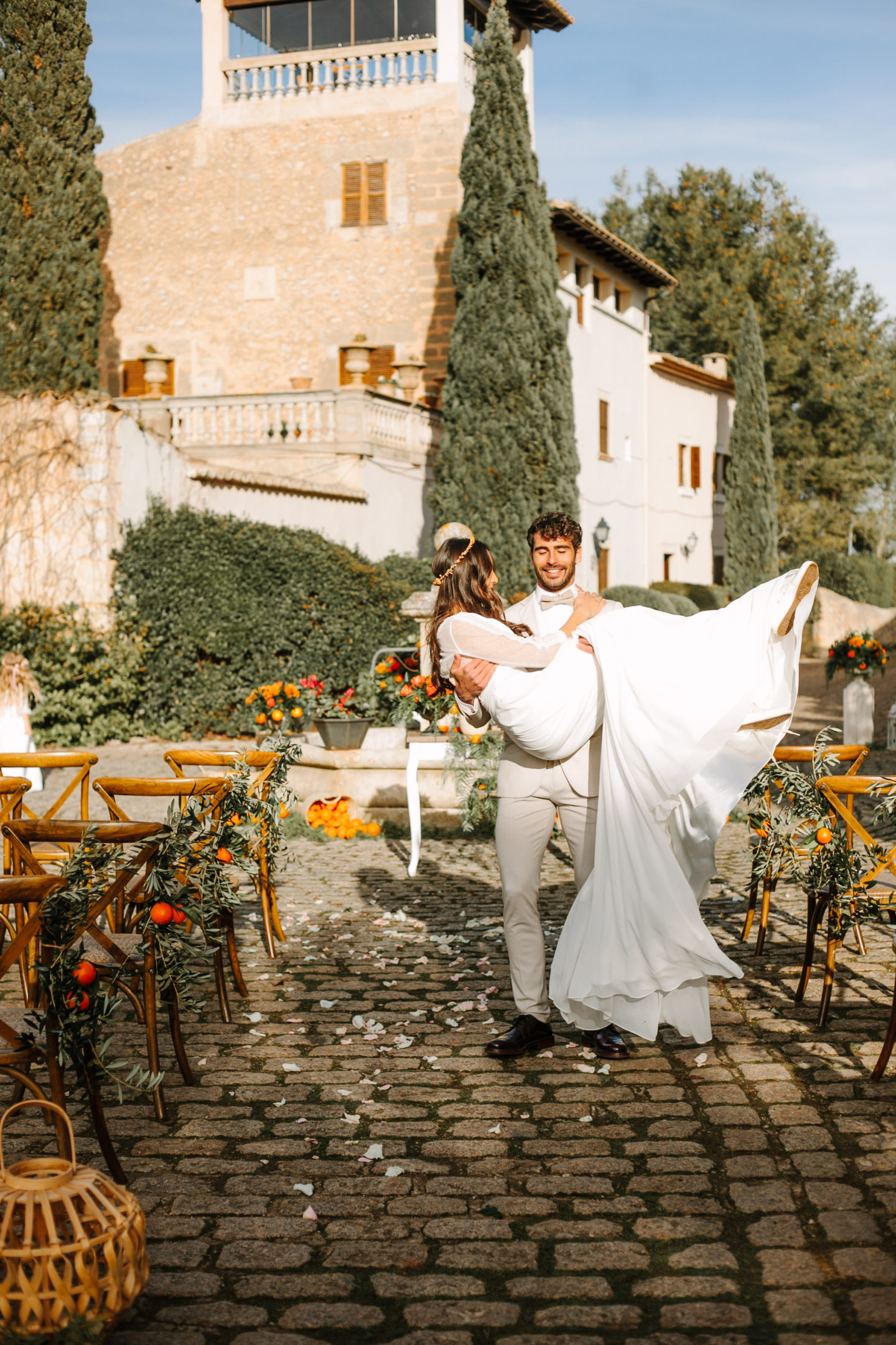 Beautiful Orange Grove Destination Wedding at Finca Biniagual, Spain