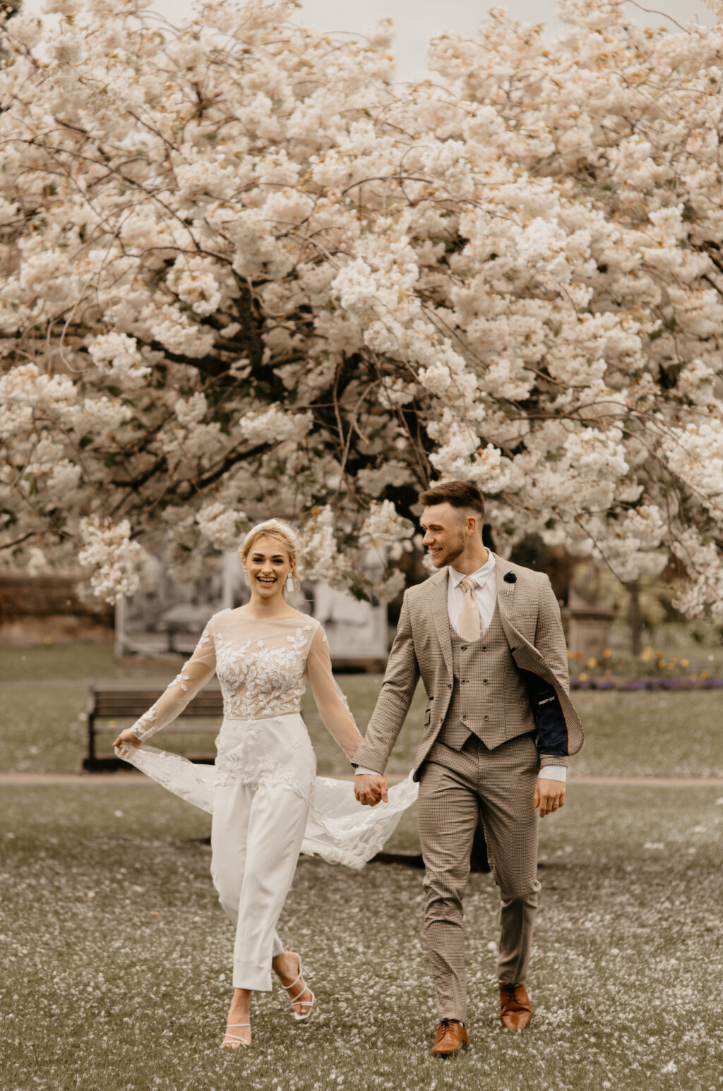 City Elopement With Bridal Jumpsuit and Vintage Wedding Car In Guildhall, Bath