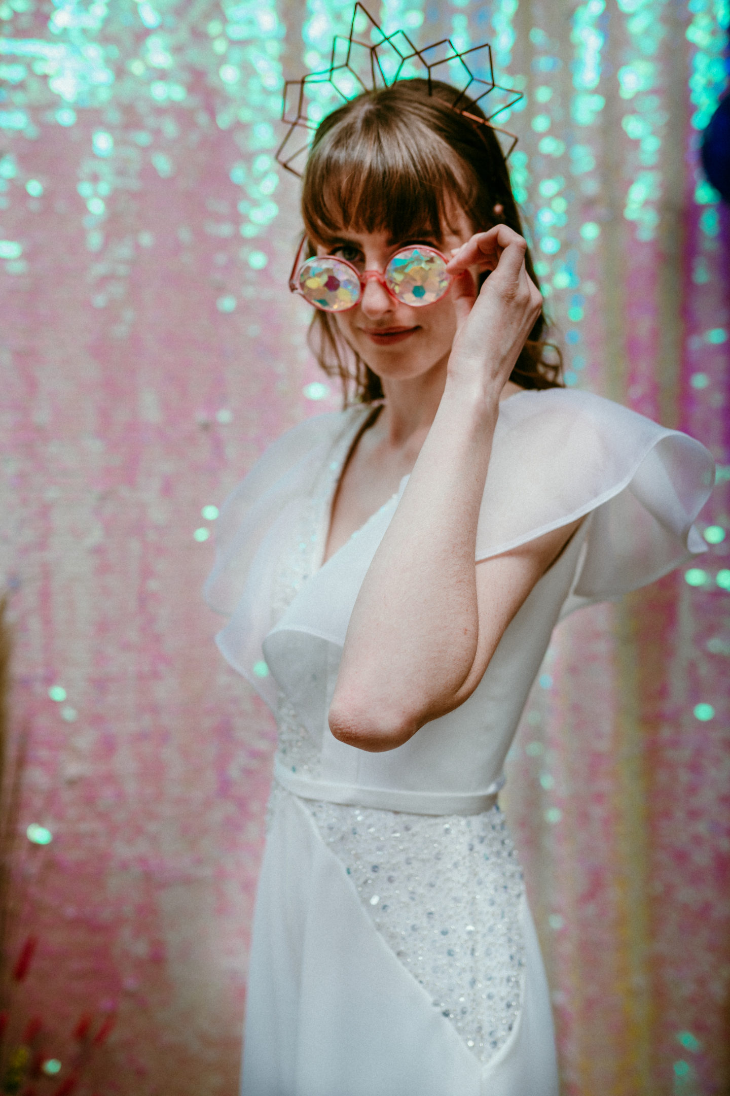 Rollerblade Disco Wedding With Bridal Jumpsuit at Silk Mill Studios, Somerset