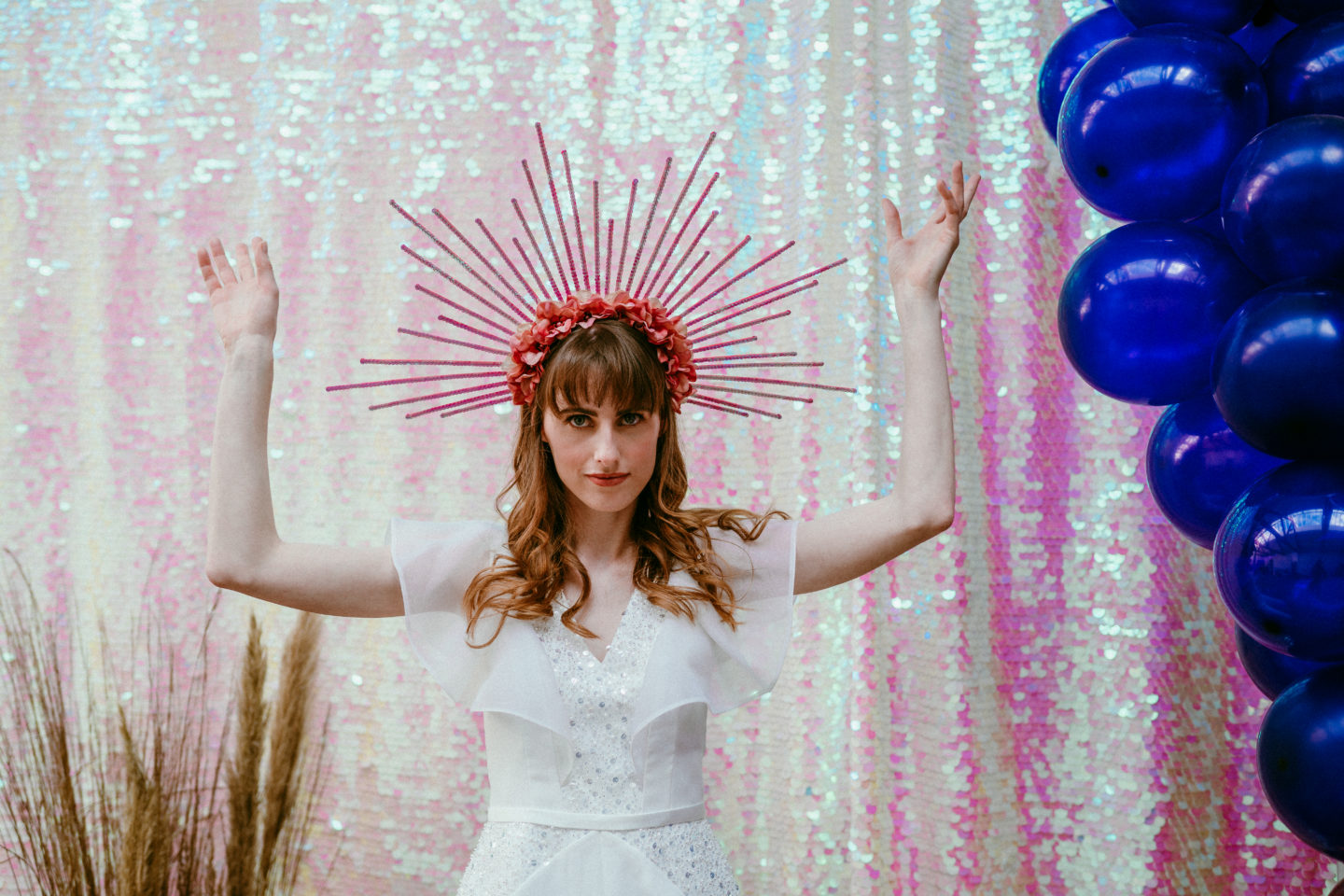 Rollerblade Disco Wedding With Bridal Jumpsuit at Silk Mill Studios, Somerset