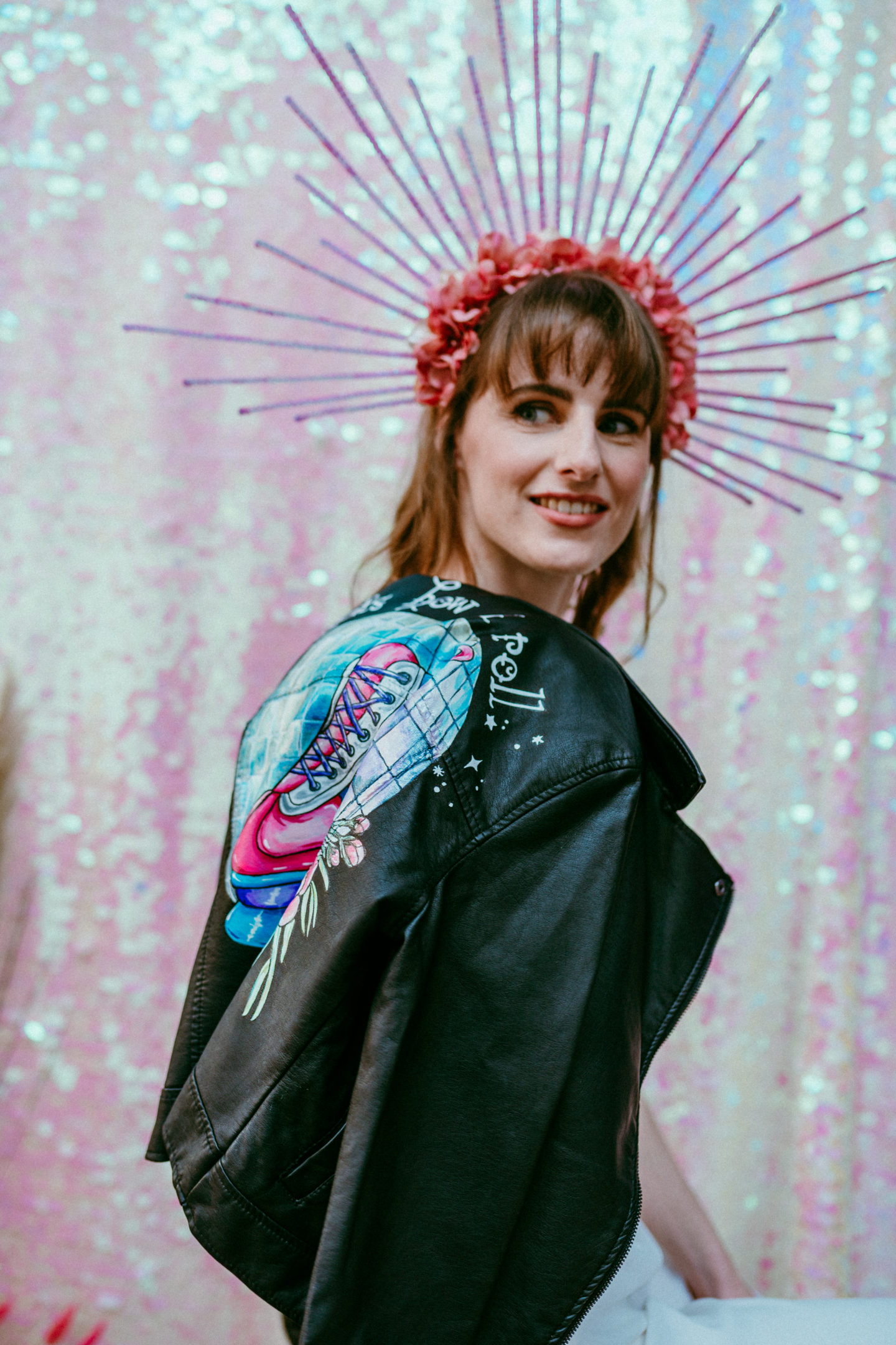 Rollerblade Disco Wedding With Bridal Jumpsuit at Silk Mill Studios, Somerset