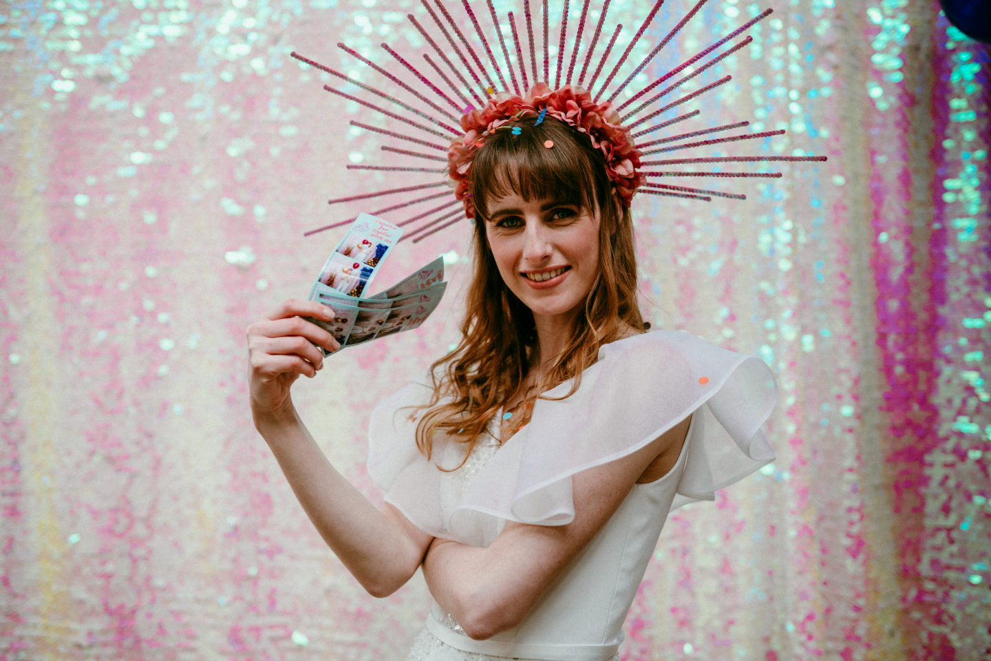 Rollerblade Disco Wedding With Bridal Jumpsuit at Silk Mill Studios, Somerset