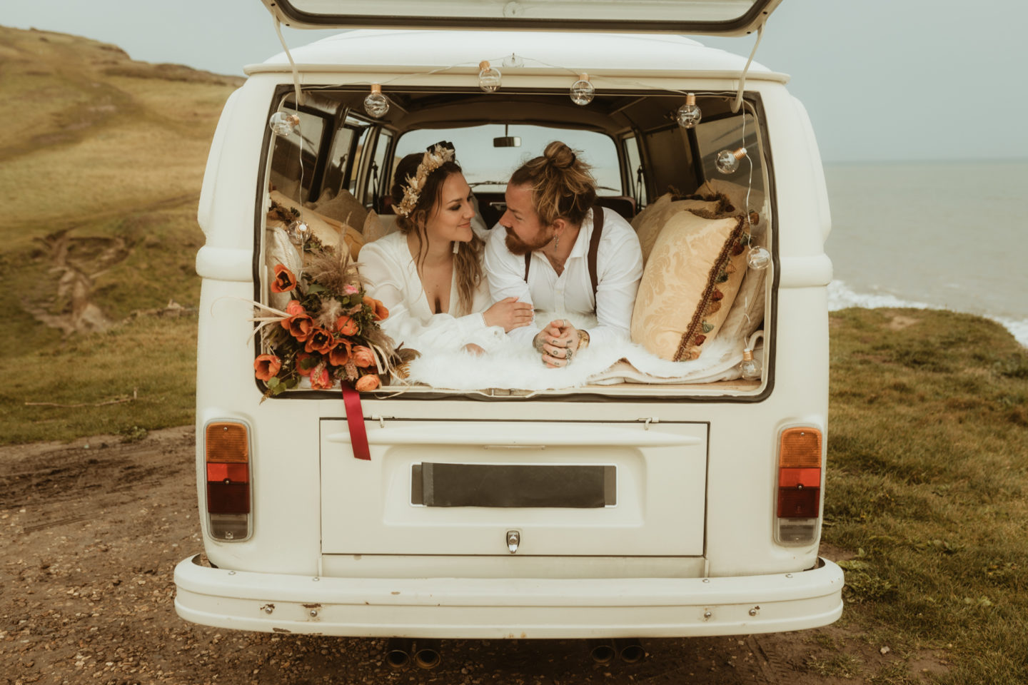 Alternative Coastal Beach Elopement With Boho Vibes At Eype Beach Dorset