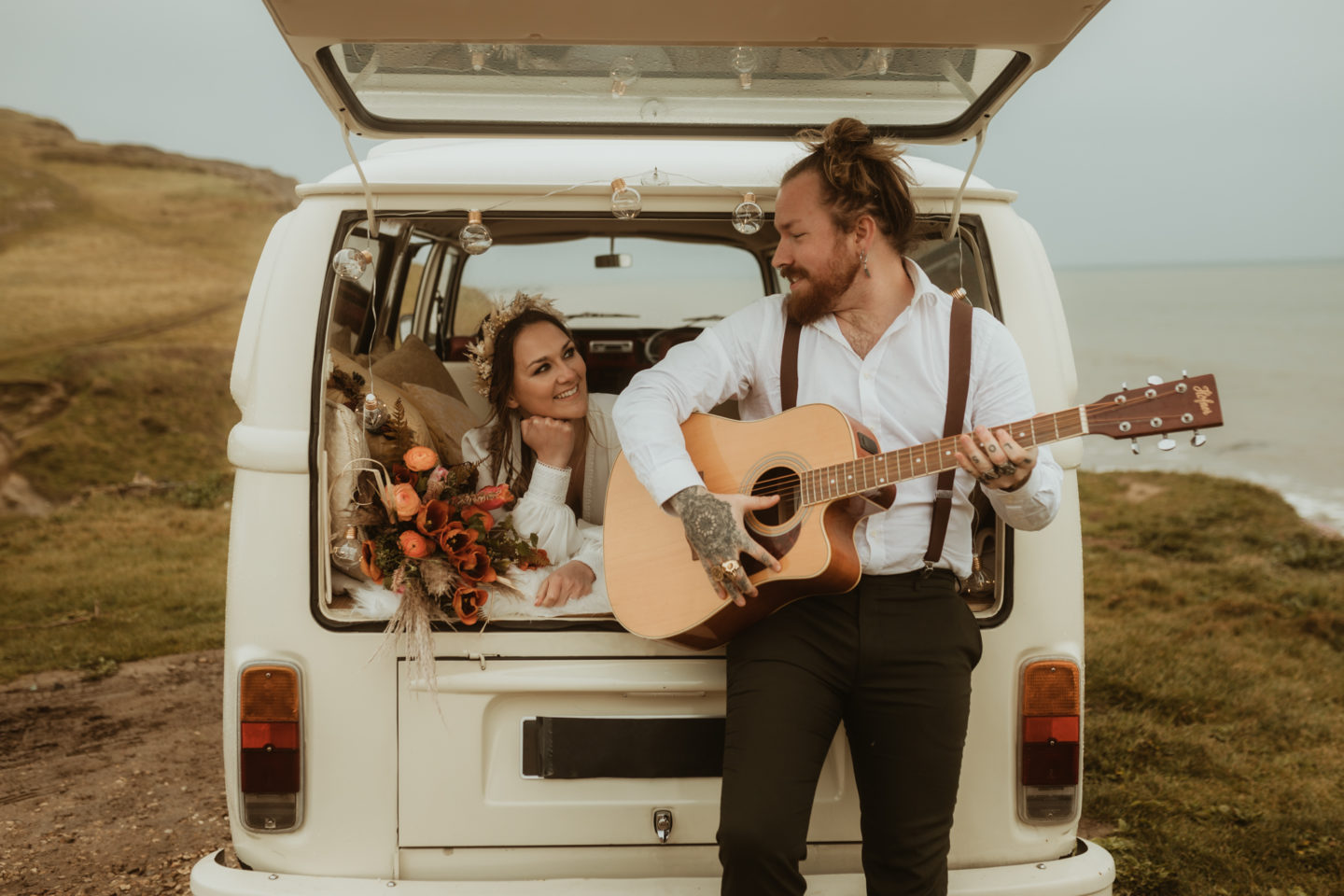 Alternative Coastal Beach Elopement With Boho Vibes At Eype Beach Dorset