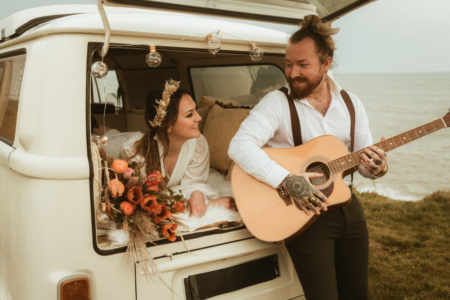 Alternative Coastal Beach Elopement With Boho Vibes At Eype Beach Dorset