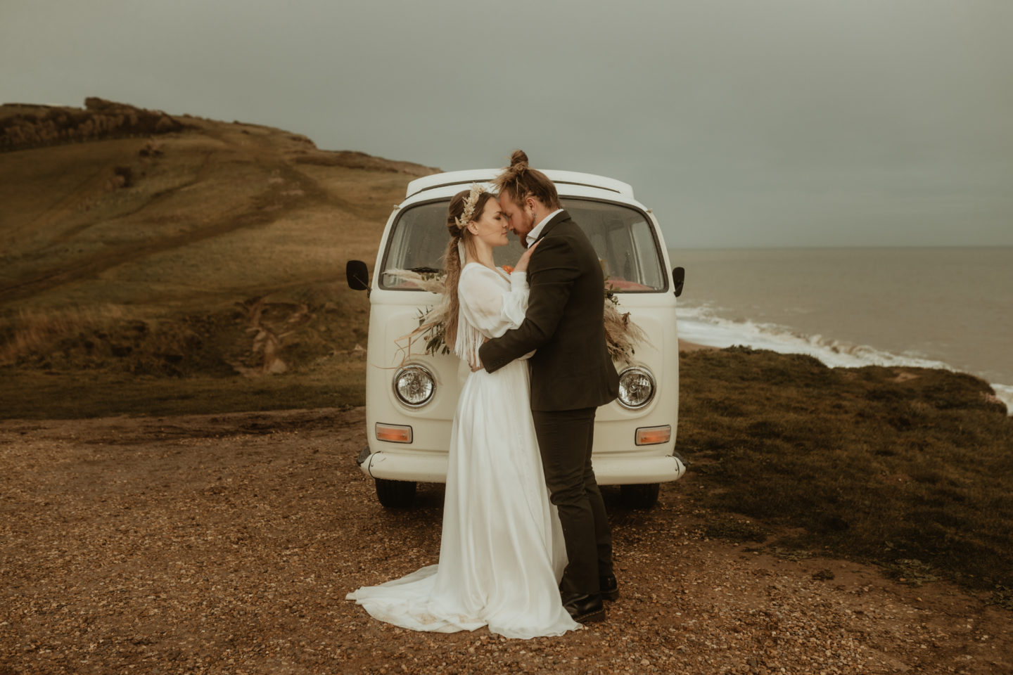 Alternative Coastal Beach Elopement With Boho Vibes At Eype Beach Dorset