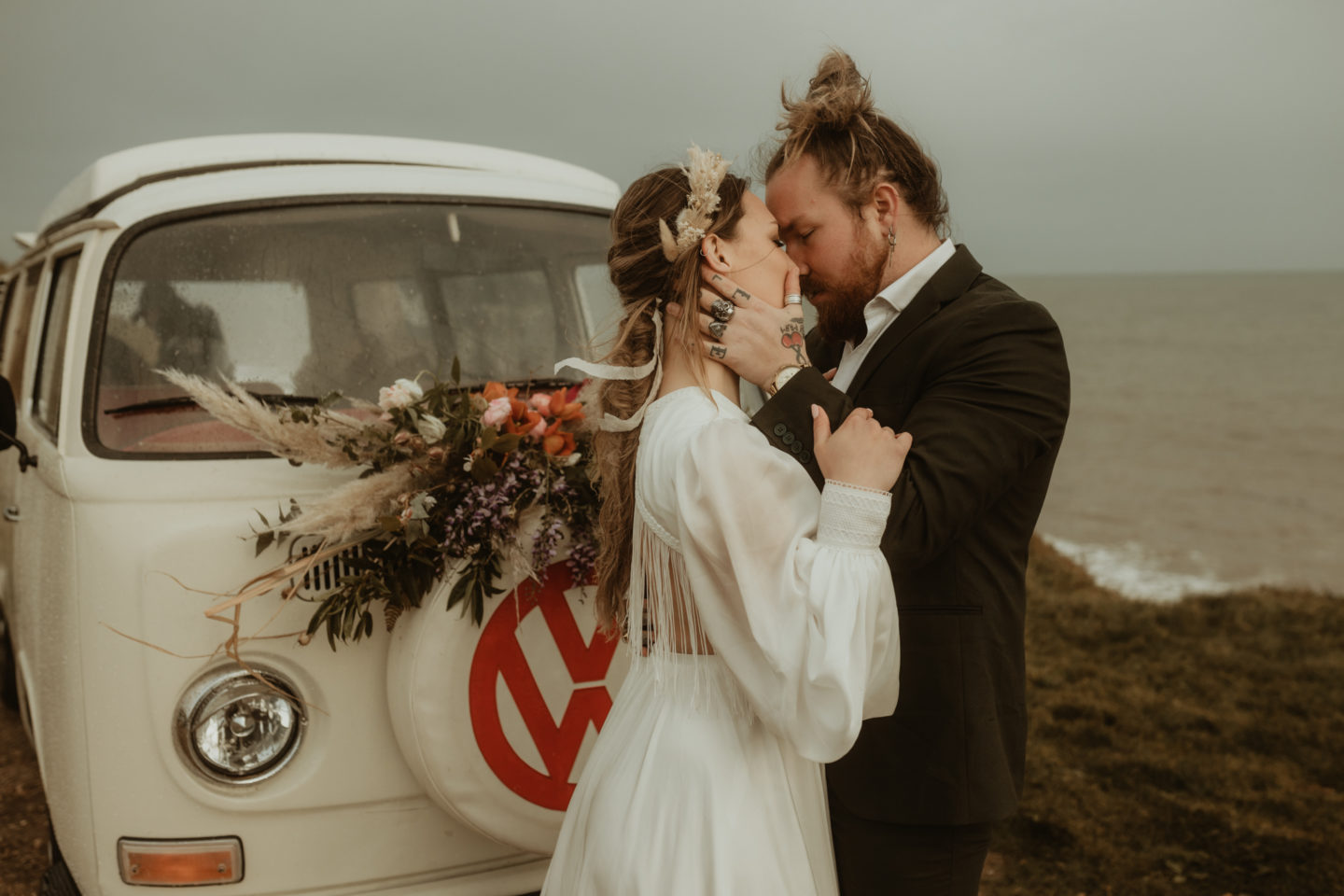 Alternative Coastal Beach Elopement With Boho Vibes At Eype Beach Dorset