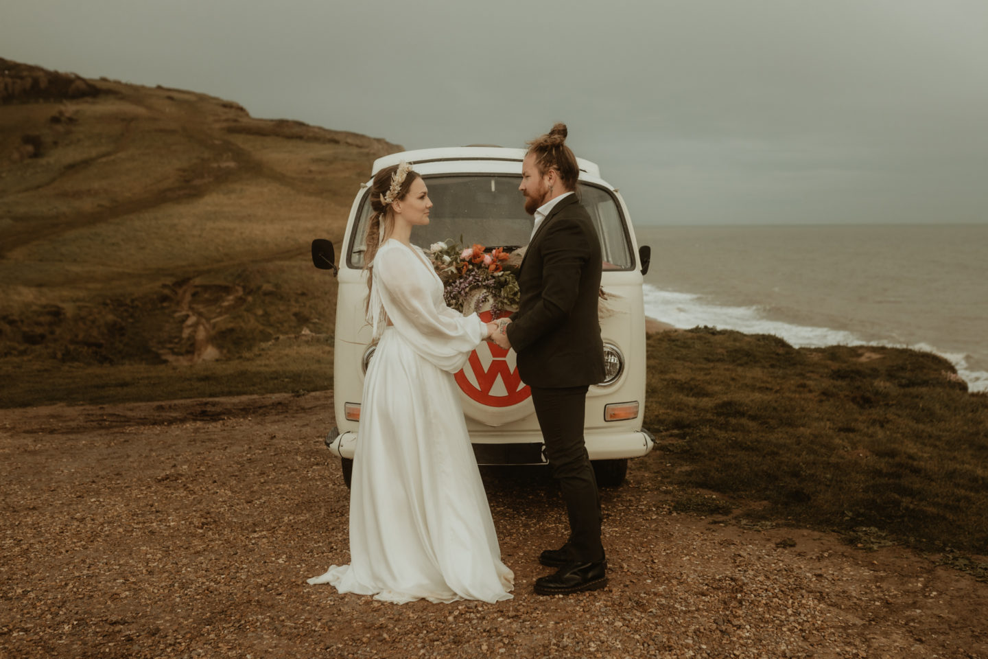 Alternative Coastal Beach Elopement With Boho Vibes At Eype Beach Dorset