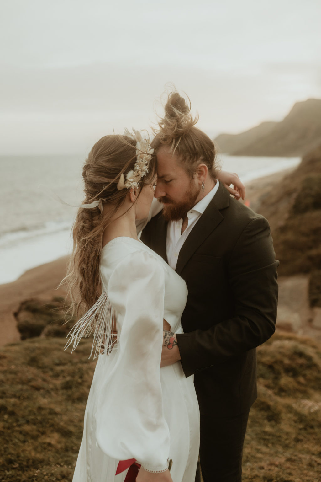 Alternative Coastal Beach Elopement With Boho Vibes At Eype Beach Dorset