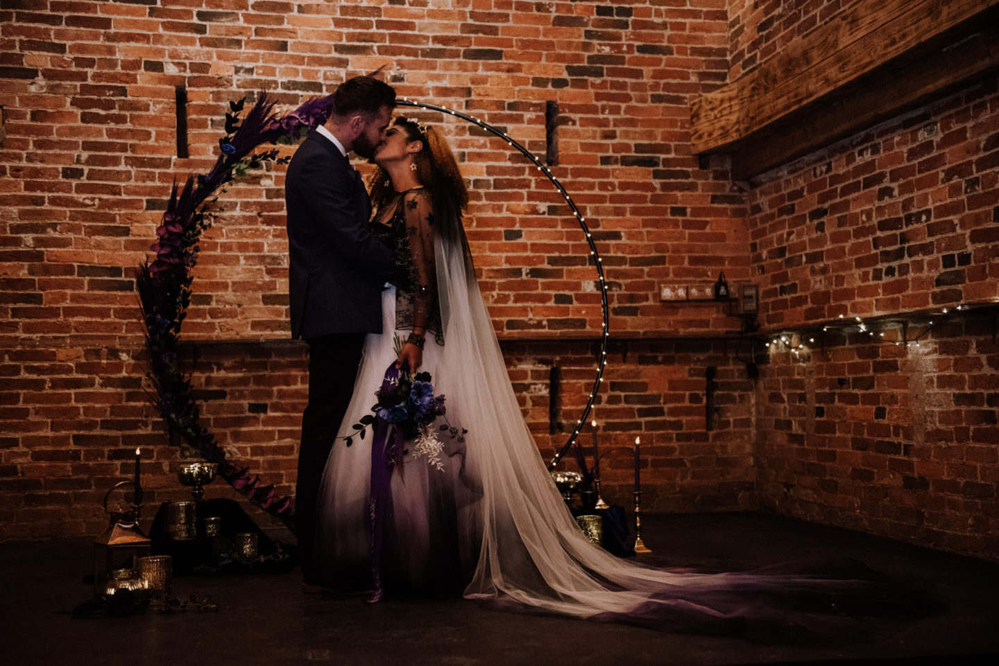 Alternative Celestial Goth Wedding at Donington Park Farmhouse Hotel