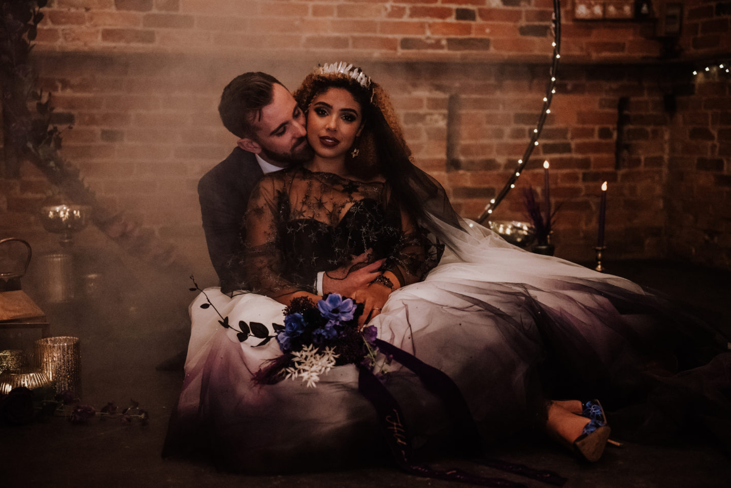 Alternative Celestial Goth Wedding at Donington Park Farmhouse Hotel