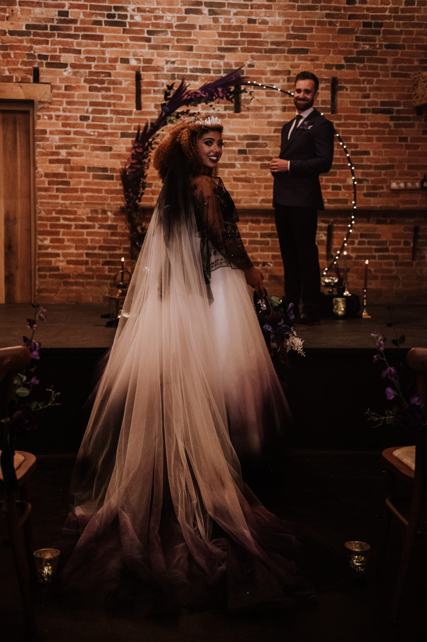 Alternative Celestial Goth Wedding at Donington Park Farmhouse Hotel