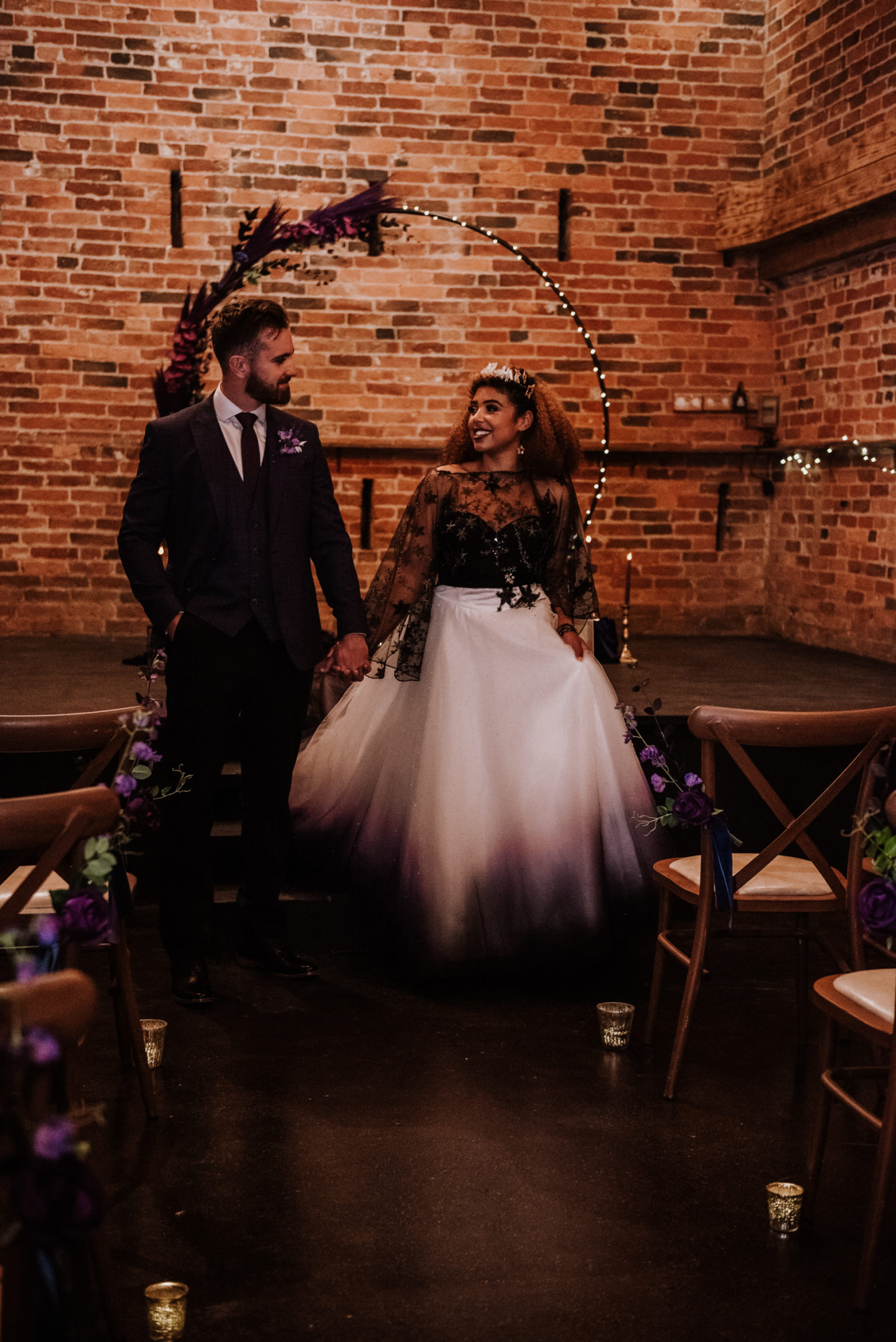 Alternative Celestial Goth Wedding at Donington Park Farmhouse Hotel