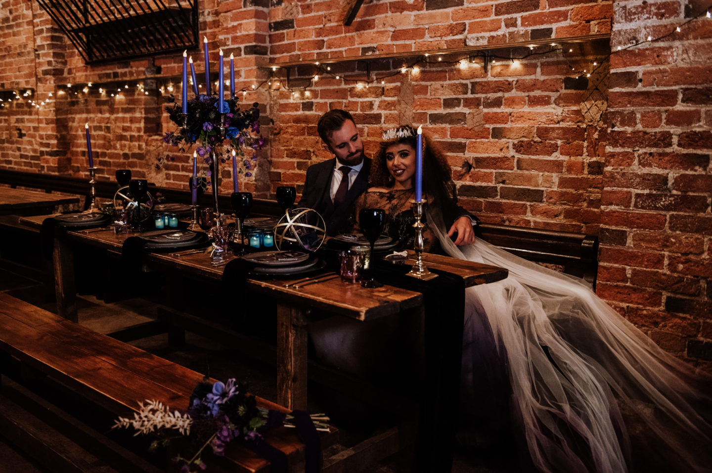 Alternative Celestial Goth Wedding at Donington Park Farmhouse Hotel