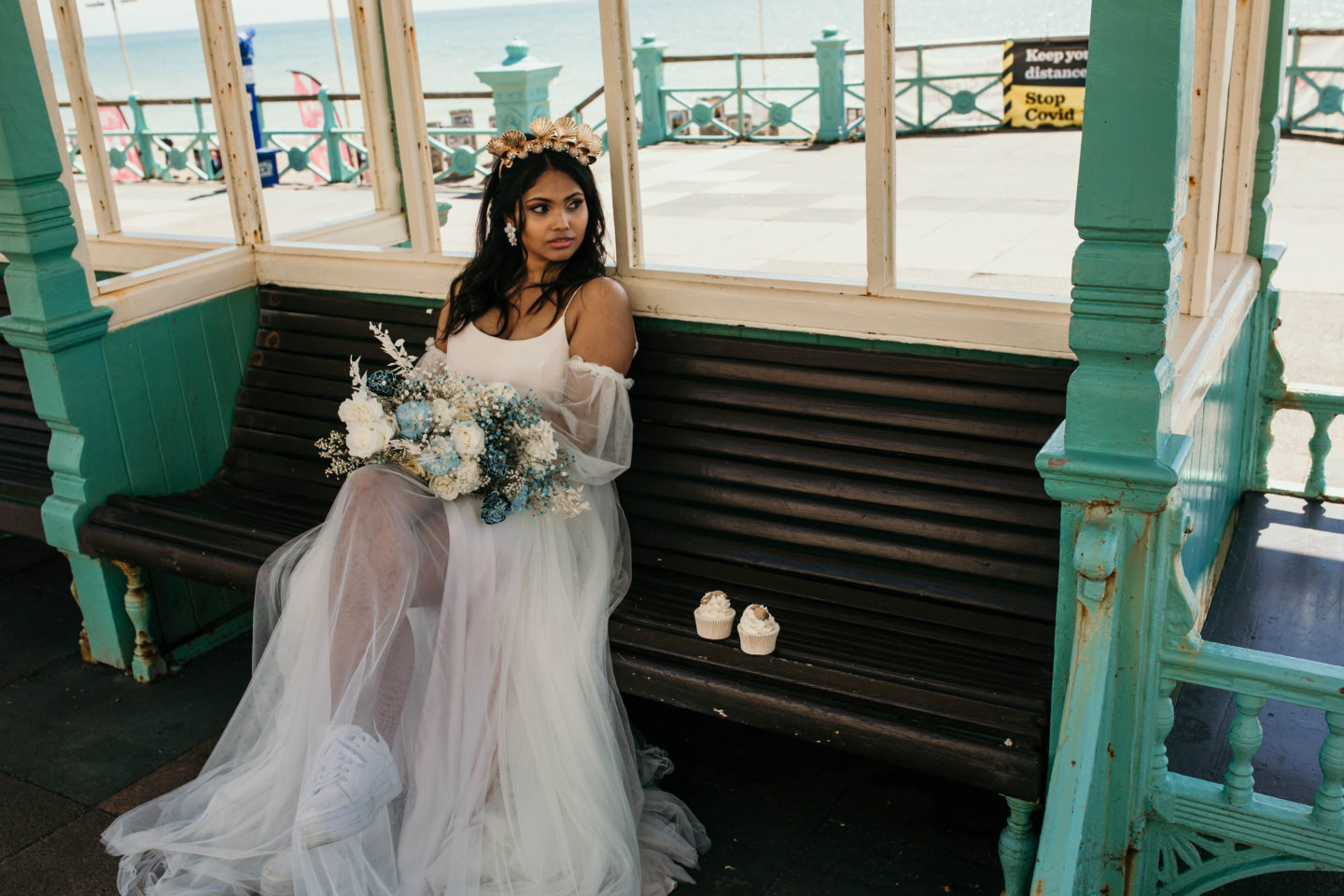 UK Beach Wedding With Bespoke Veil At The Grand Hotel, Brighton