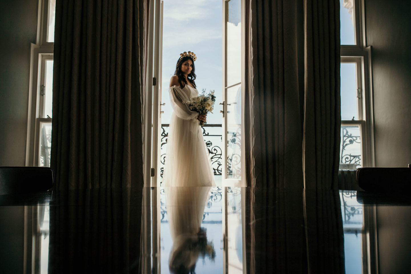 UK Beach Wedding With Bespoke Veil At The Grand Hotel, Brighton